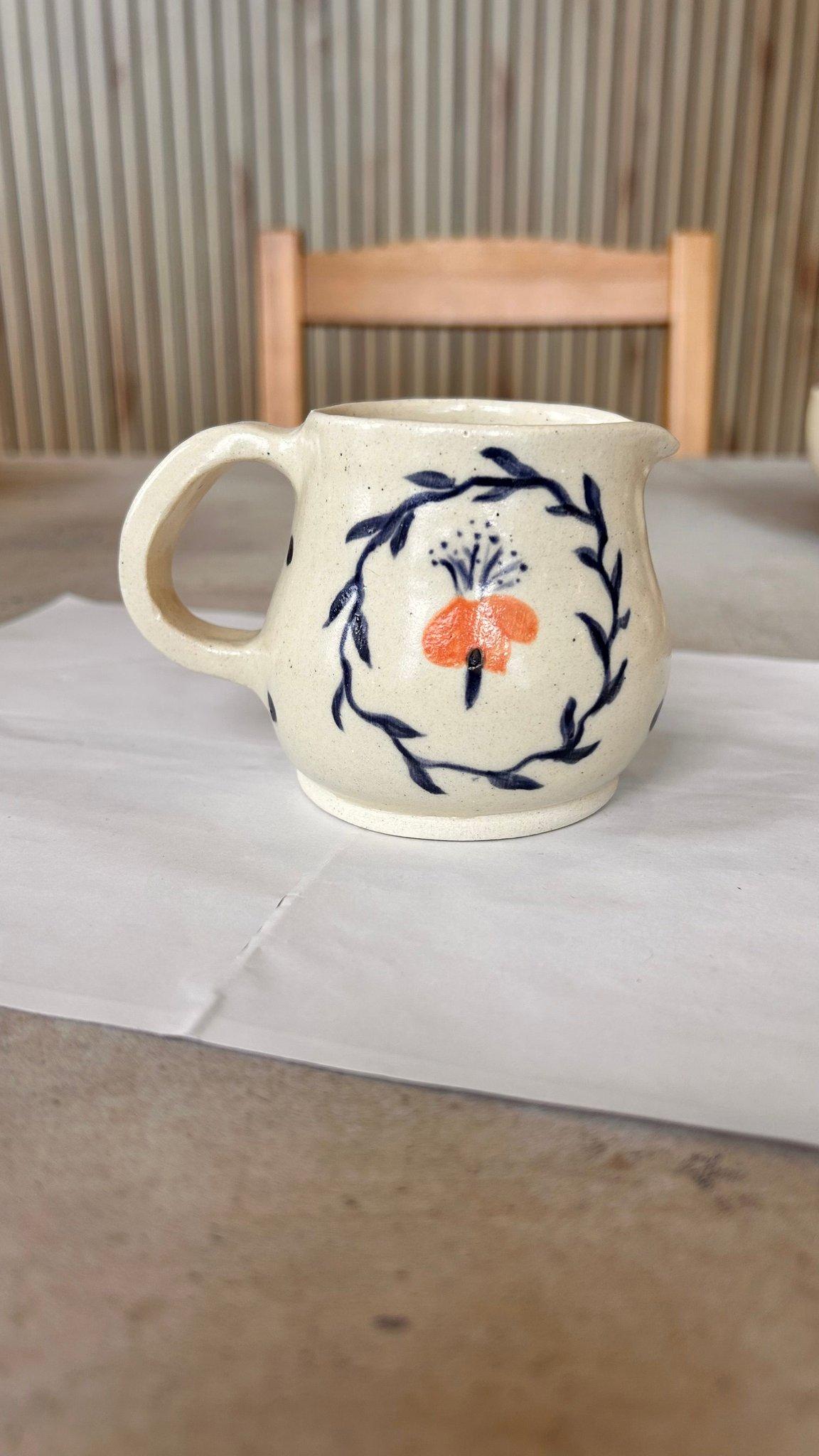 Poppy Wreath Jug, handmade by Madhumita at Studio Mita